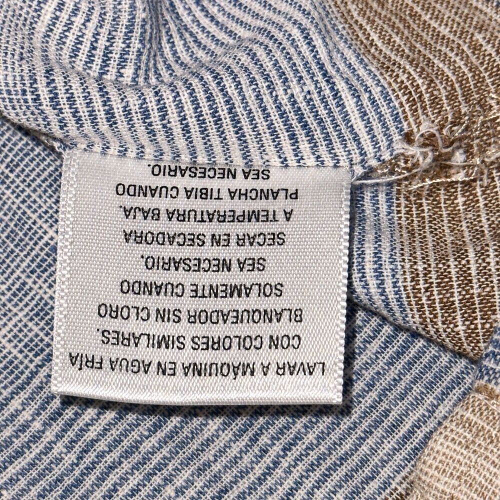 Tasso Elba Island Shirt Mens XL Linen Cotton Striped Button Up Blue Beige - Picture 6 of 7